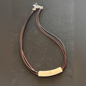 Polo by Ralph Lauren Brown and Black Multi-Strand Leather Bar Necklace